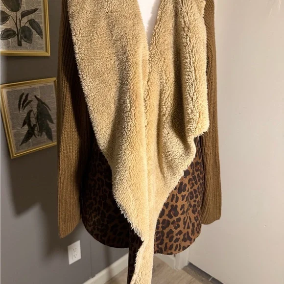Vintage America Cream and Brown Leopard Cardigan - Picture 1 of 5